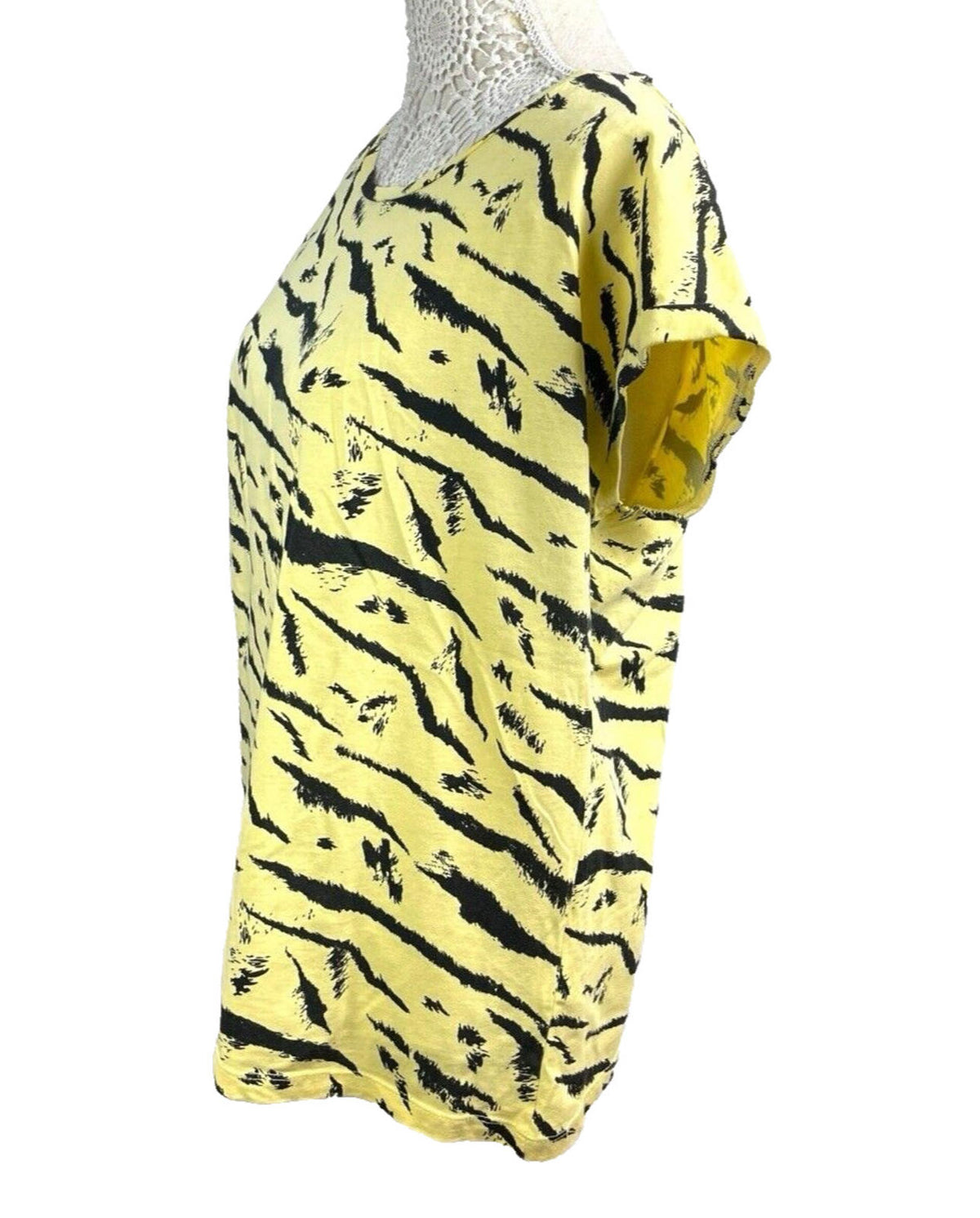 Dorothy Perkins Yellow Animal Print T-shirt 100% Cotton Women’s UK Size 16