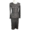 TopShop Black Topshop Black Embroidered Midi Dress Long Sleeve Bodycon Women's UK Size 12