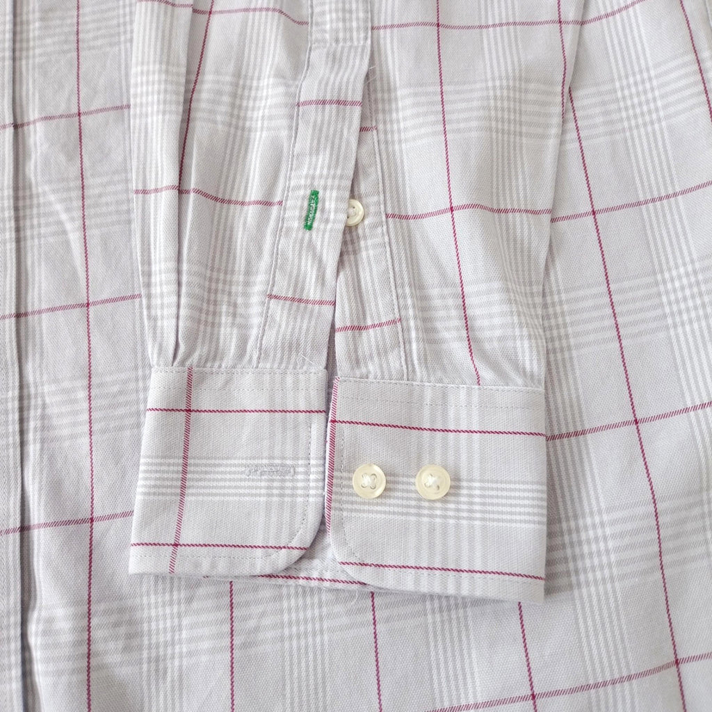 Tommy Hilfiger Shirt Men's UK Size L Beige Check Long Sleeve Pockets Slim Fit