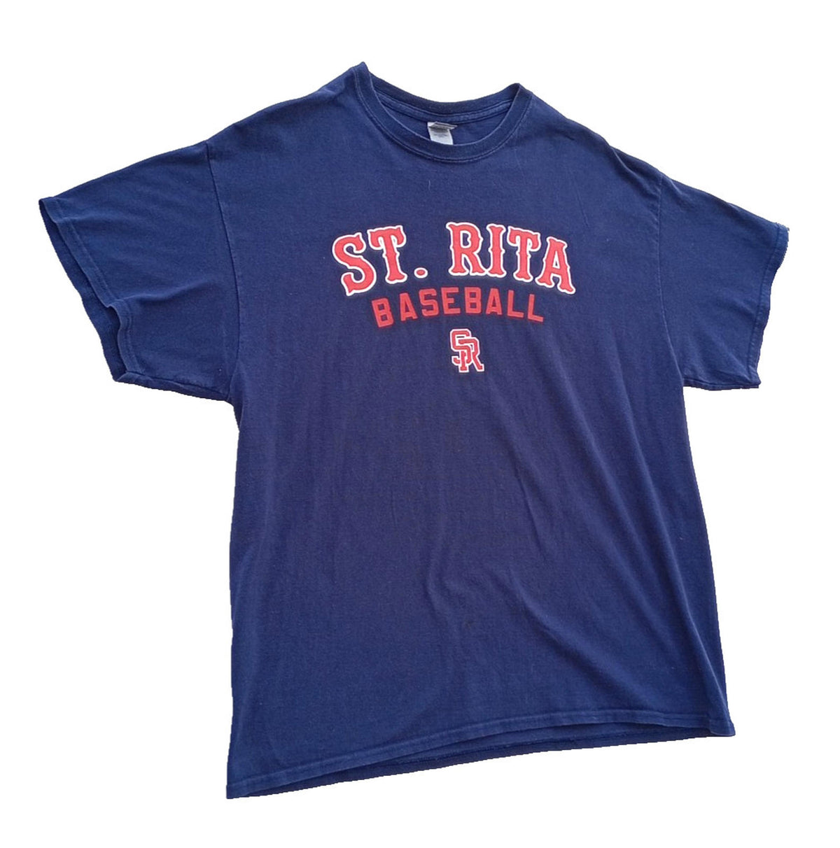Gildan Blue St. Rita Baseball Graphic Print T-Shirt Men's UK Size XL Blue Crew Neck