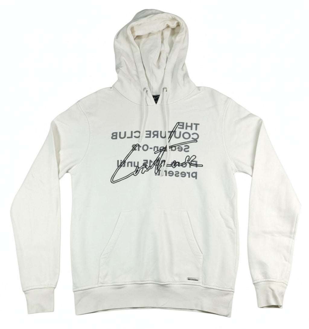 The Couture Club Hoodie Men's UK Size S White Jersey Pockets Logo Embroidered