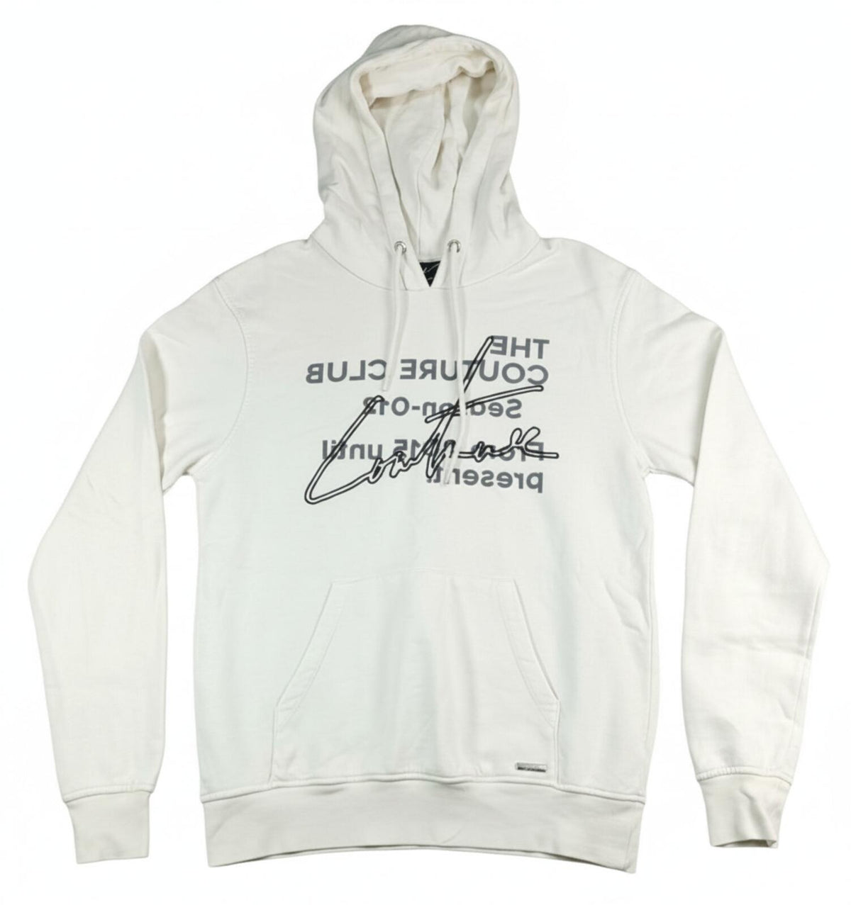 The Couture Club Hoodie Men's UK Size S White Jersey Pockets Logo Embroidered