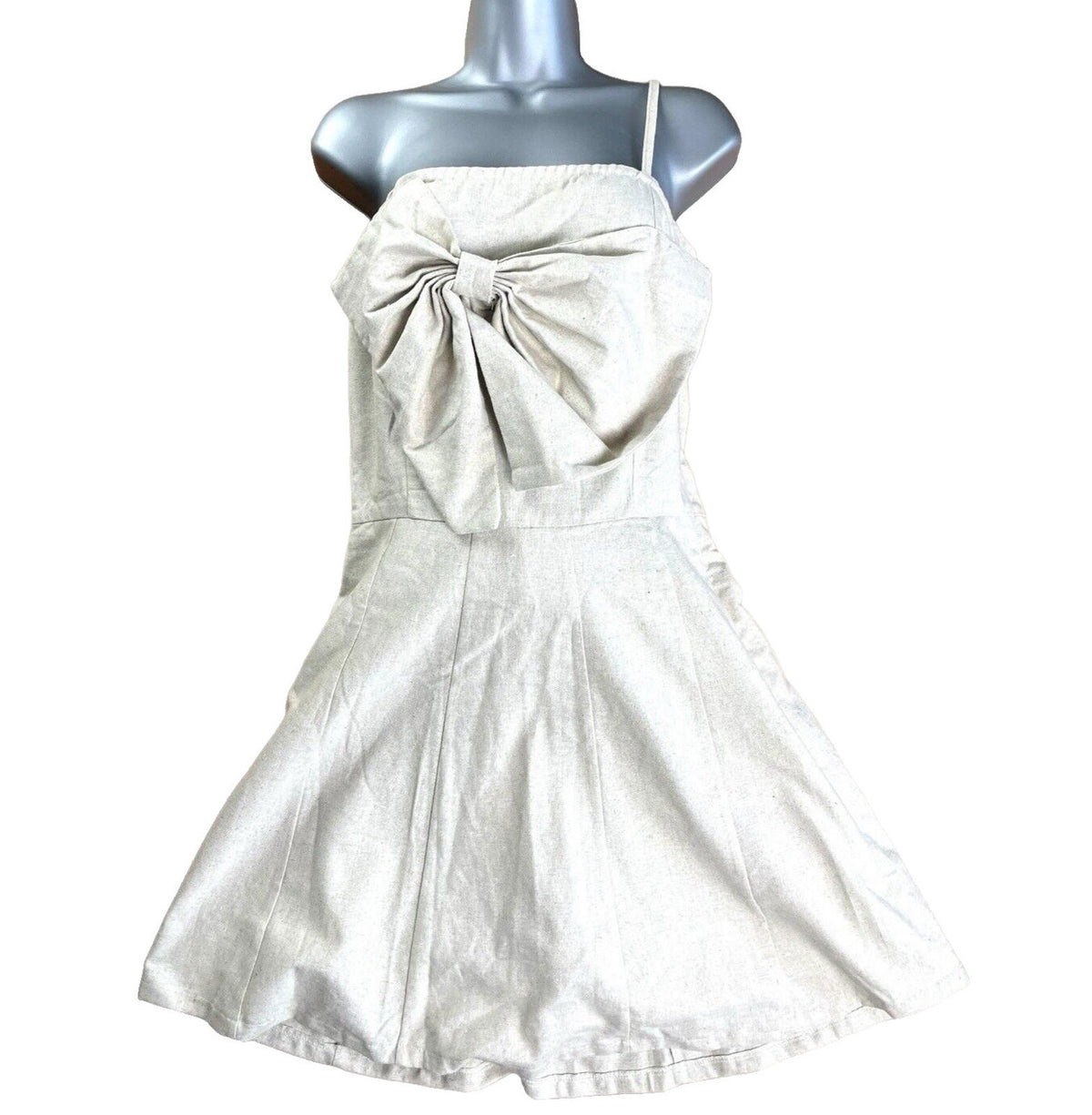 Linen Playsuit Skort Skirt Shorts Big Bow Detail Women's UK Size 8