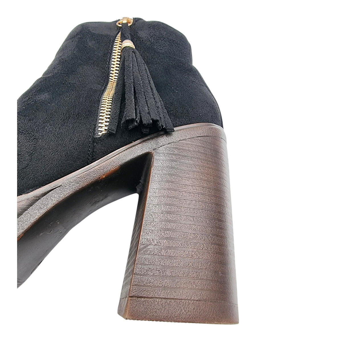 Krush Black Krush Ankle Boots Black Block Heel Faux Suede Women's UK Size 7