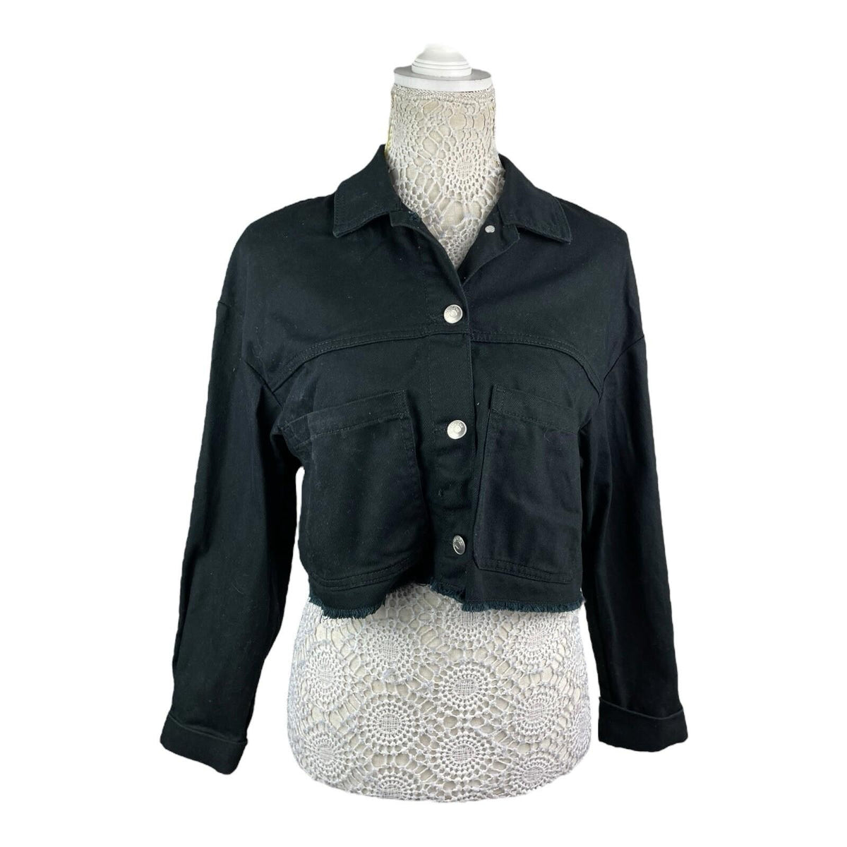 Divided Black Cropped Denim Jacket Women's UK Size XS