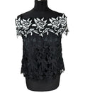 TopShop Black Topshop Black White Floral Lace Tank Top Strapping Sleeve Women's UK Size 10