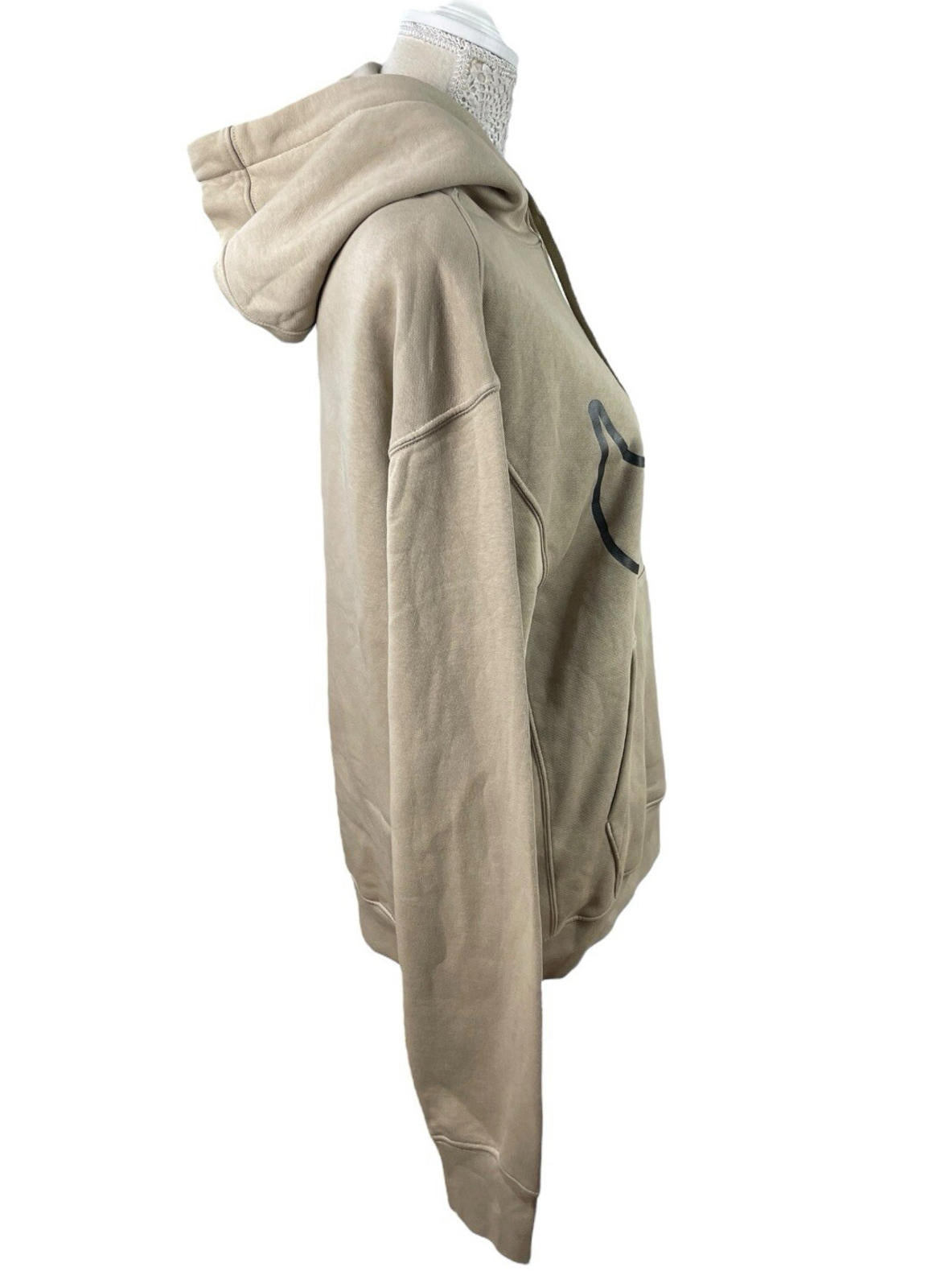 Nike Swoosh Hoodie Fleece Lined Jersey Beige Stone Women's UK Size S