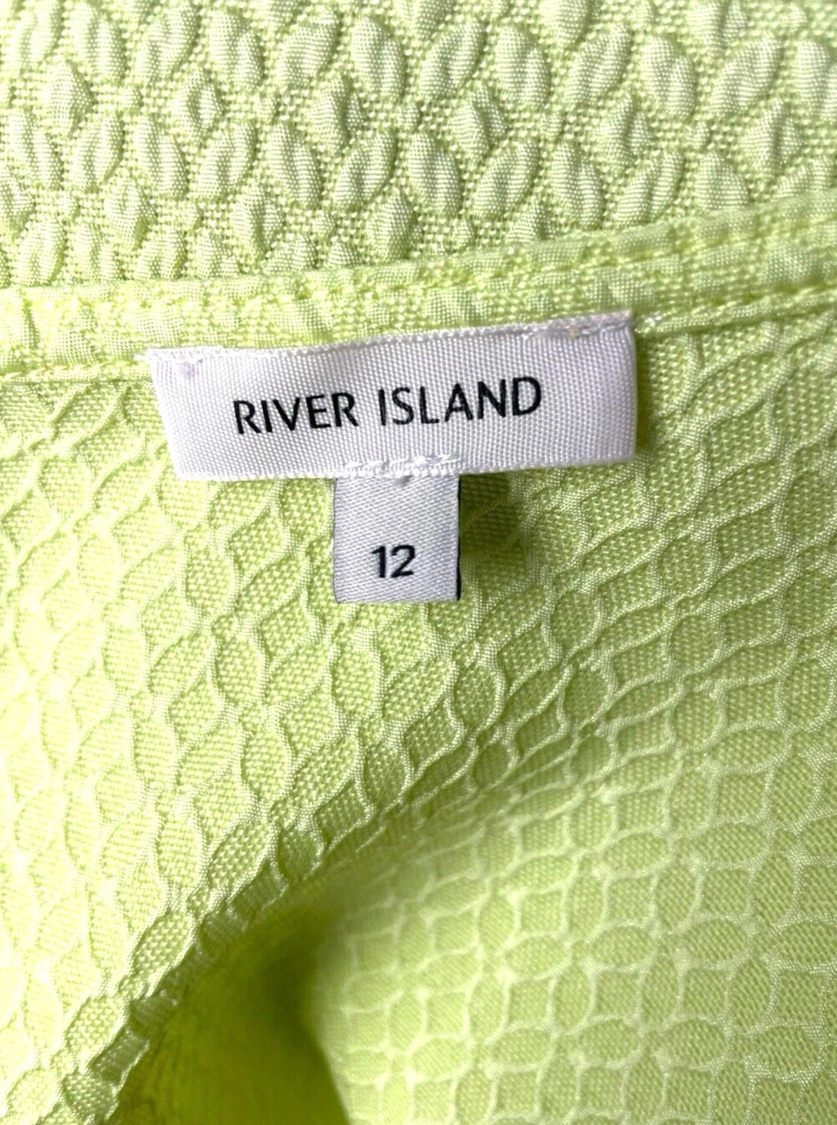 River Island Yellow River Island Neon Yellow Tank Top Cropped Textured Women's UK Size 12