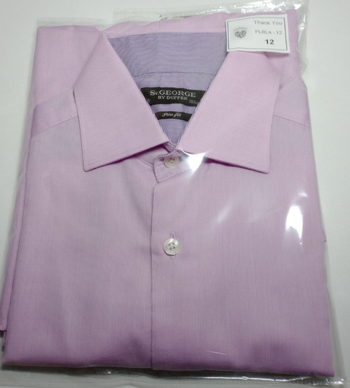 St George By Duffer Shirt Men's UK Size S Pink Stripe 100% Cotton Slim Fit