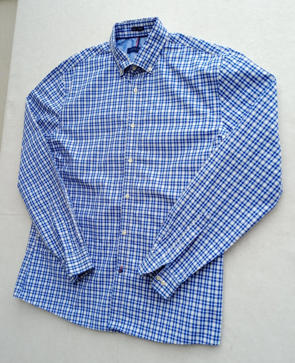 Tommy Hilfiger Shirt Men's UK Size M Blue Check Long Sleeve Pockets
