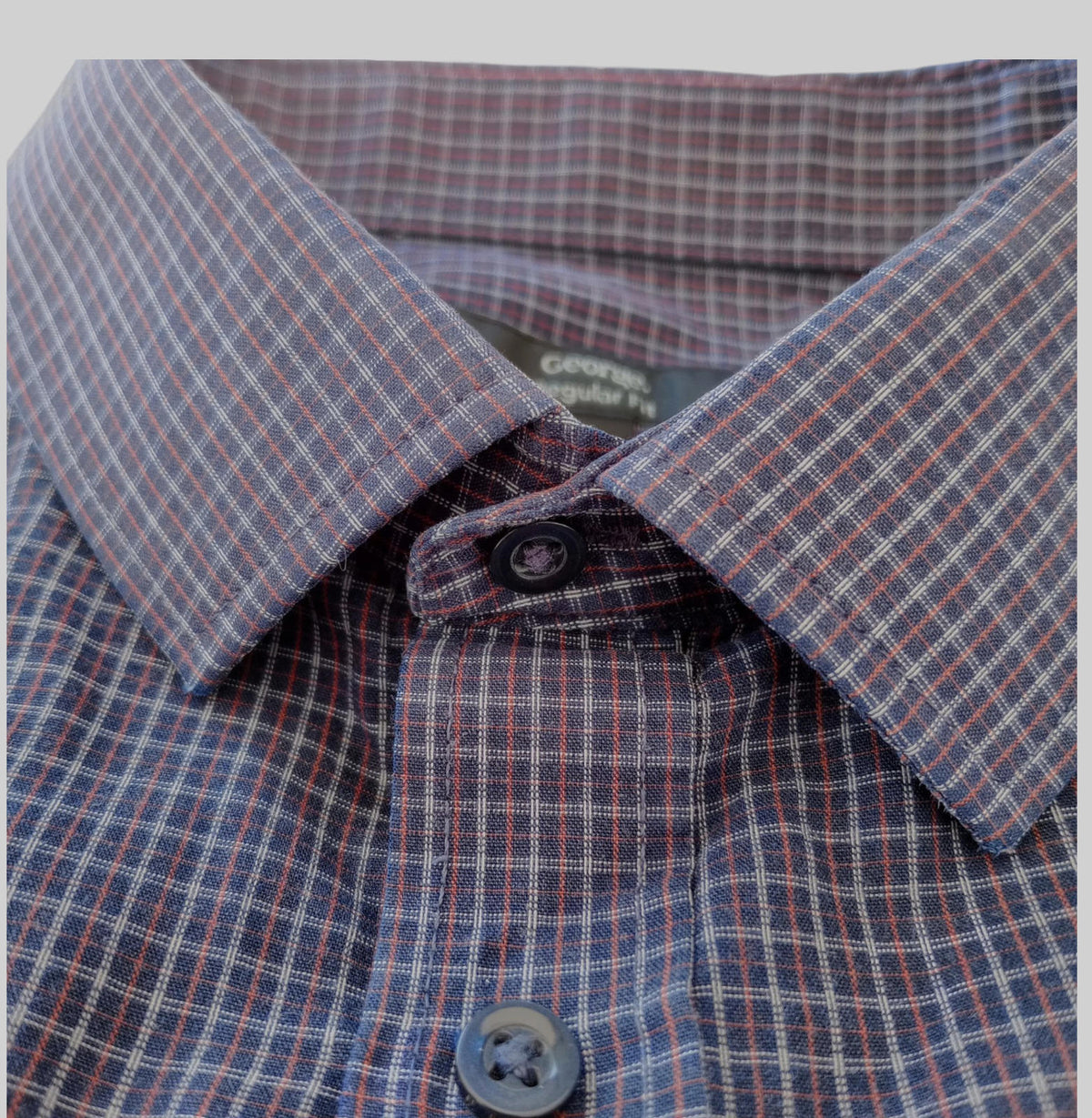 George Shirt Men's UK Size 3XL Long Sleeve Black Check Cotton Blend