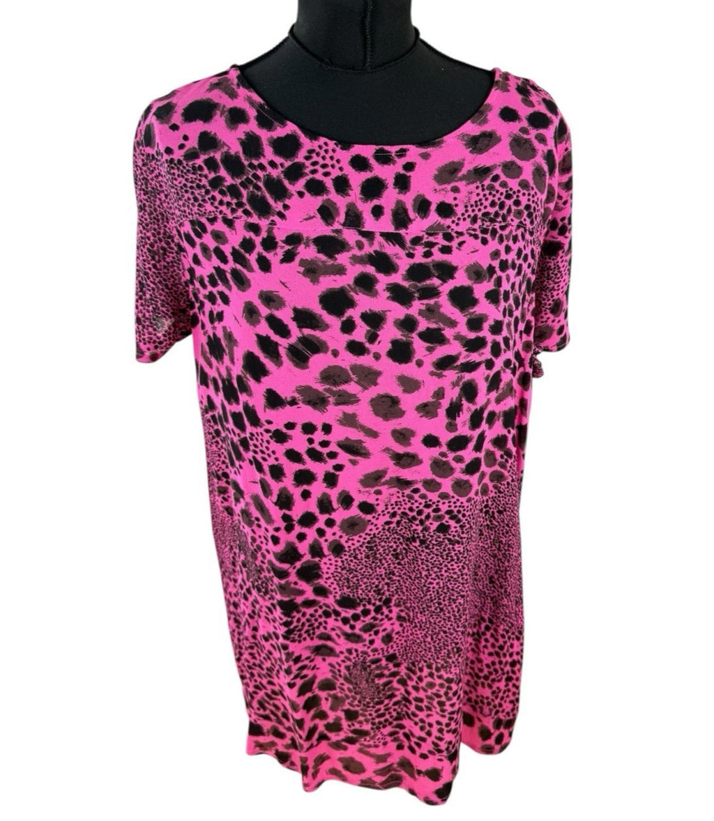 Next Pink Next Chiffon Top Sheer Leopard Print Pink Lightweight Women's UK Size 14