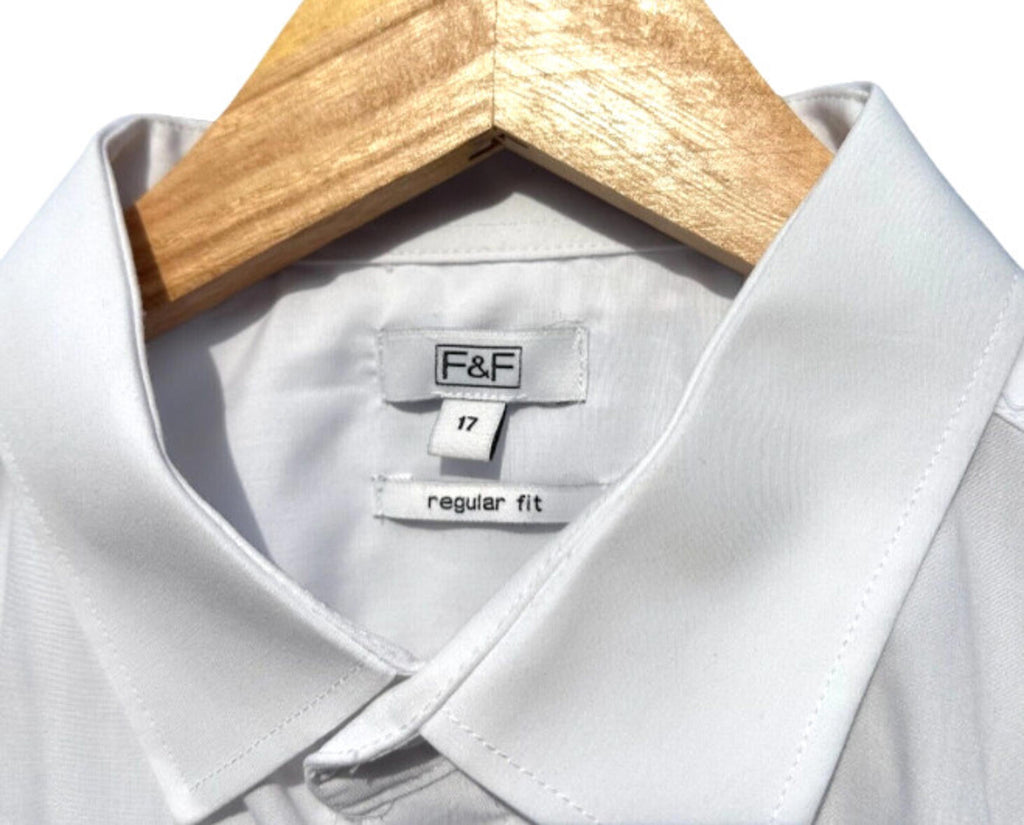 F&F White Shirt Long Sleeve Men's UK Size 2XL 46" Chest 17" Collar