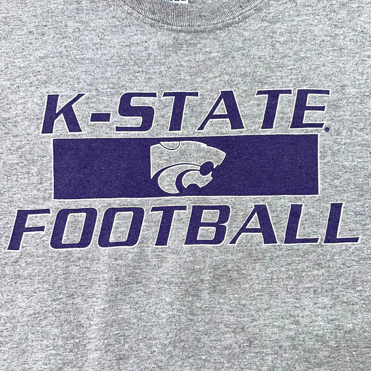 Gildan Gray K-State T-Shirt Men's UK Size M Grey Graphic Print Football Short Sleeve
