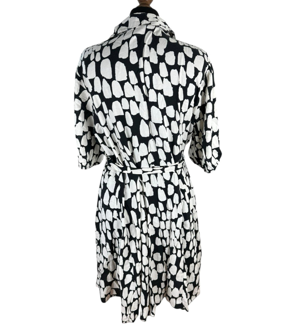 New Look Abstract Print Mini Shirt Dress Women's UK Size 18 Belted Knee Length