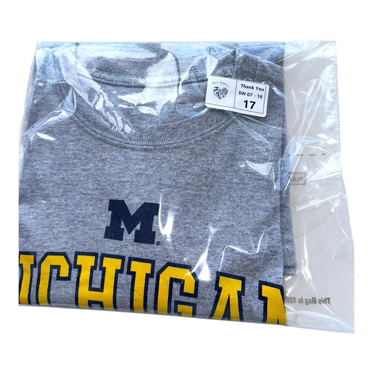Michigan T-Shirt Men's UK Size L Grey Long Sleeve Jersey Crew Neck Lightweight