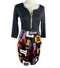 Miusol Retro Look Mini Dress Long Sleeve Zip Front Women's UK Size M