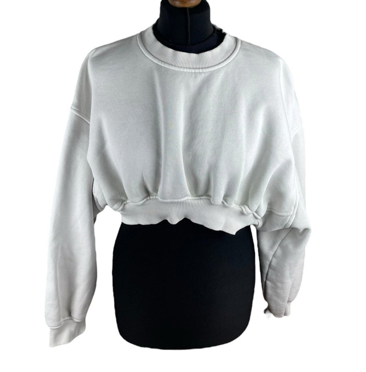 Zara Beige Cropped Sweater Jumper Crew Neck Women's UK Size S