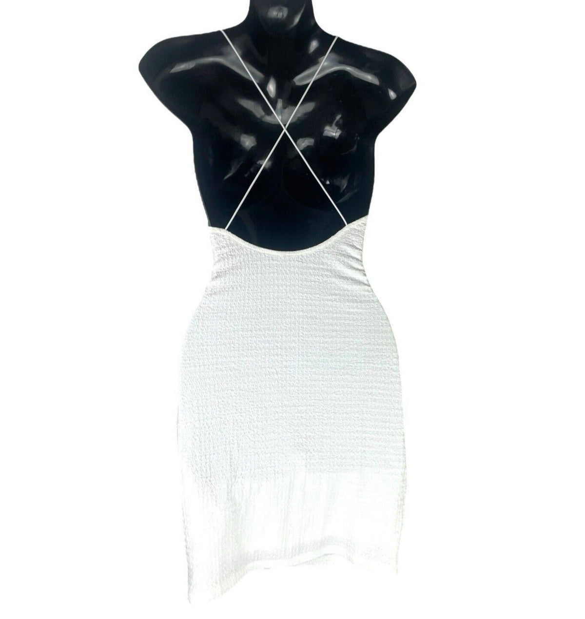 Divided White Textured Bodycon Dress Mini Backless Women's UK Size XS