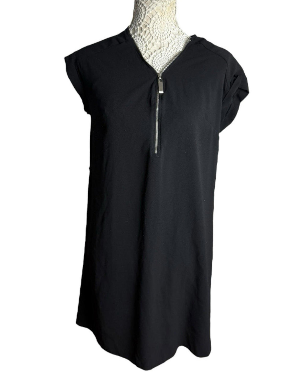 Papaya Black Long Top 1/4 Zip Short Sleeve Lightweight Women's UK Size 10