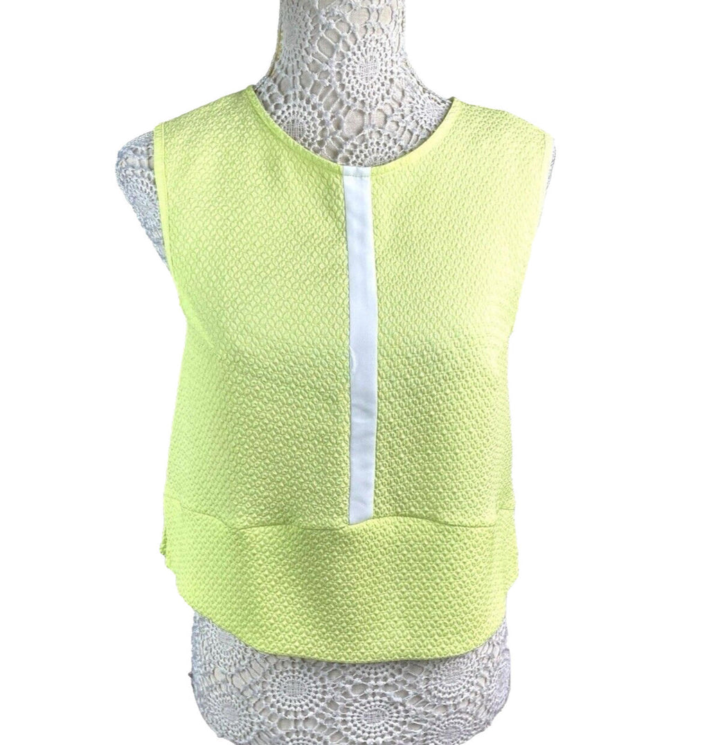 River Island Yellow River Island Neon Yellow Tank Top Cropped Textured Women's UK Size 12