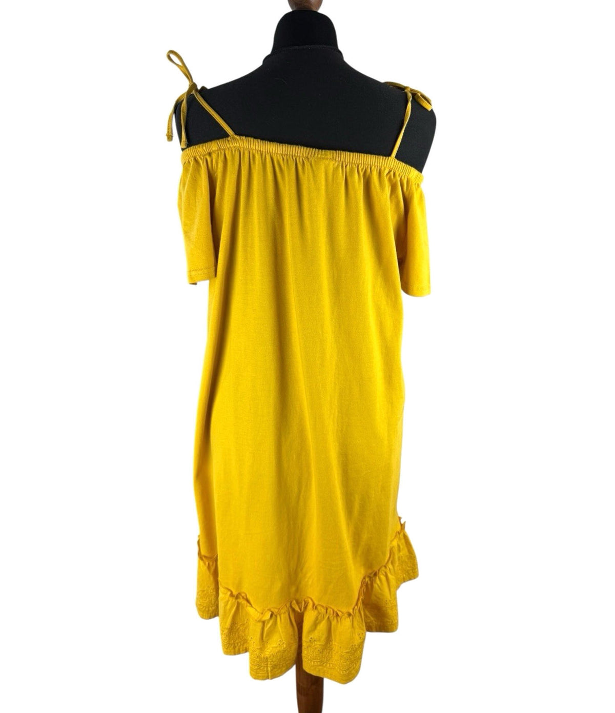 Papaya Cotton Dress Yellow Embroidered Bow Detail Mini Dress Women’s UK Size 16