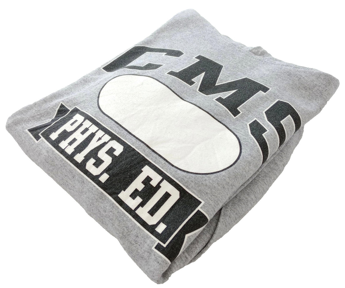 Gildan Gray Grey Graphic Print Jersey Hoodie Men's UK Size S CMS PHYS. ED. Fleece Lined