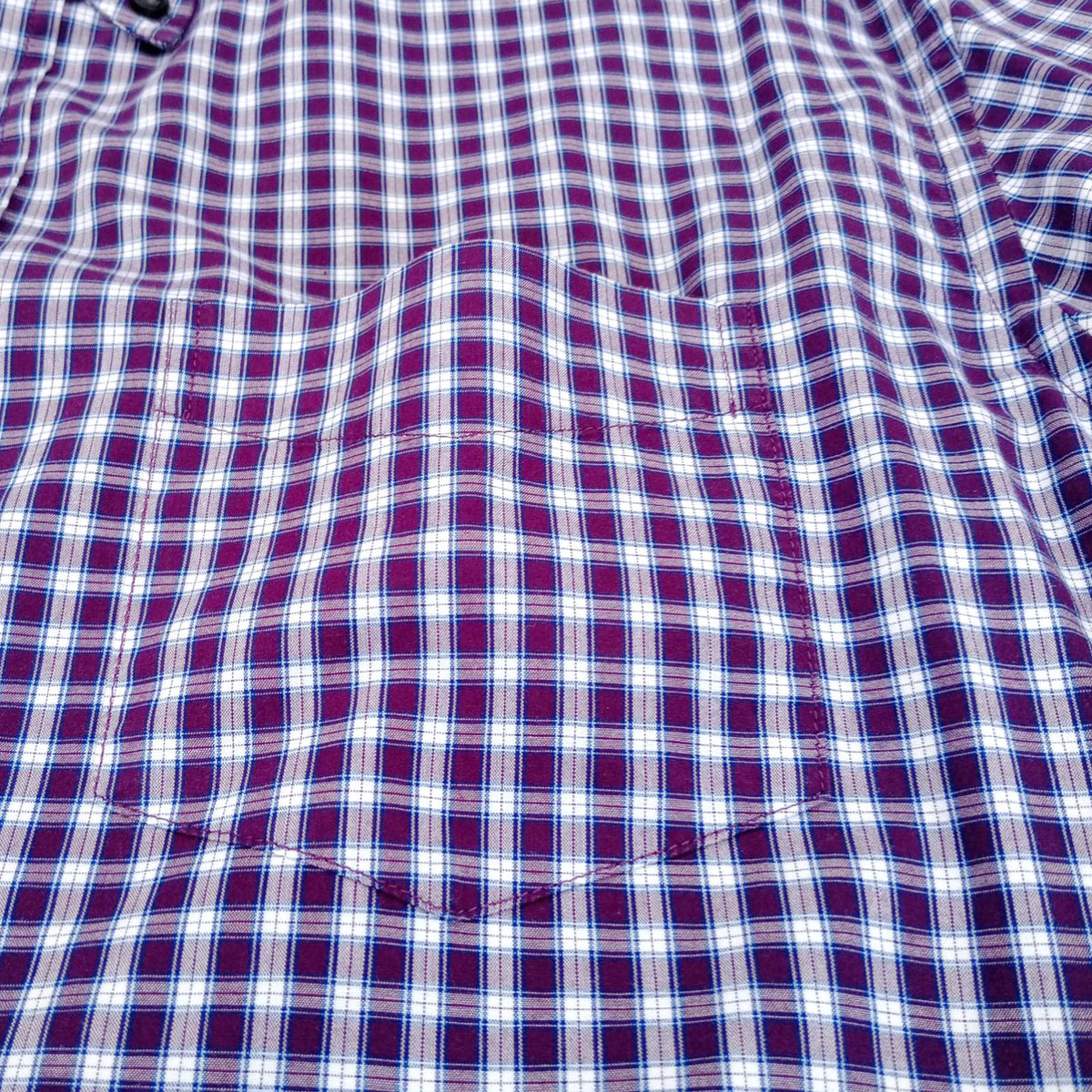 Marks & Spencer Plaid Shirt Men's UK Size L Purple White Button Down Long Sleeve