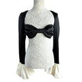 Pretty Little Thing Black Satin Crop Top Puffball Sleeve Women's UK Size 8