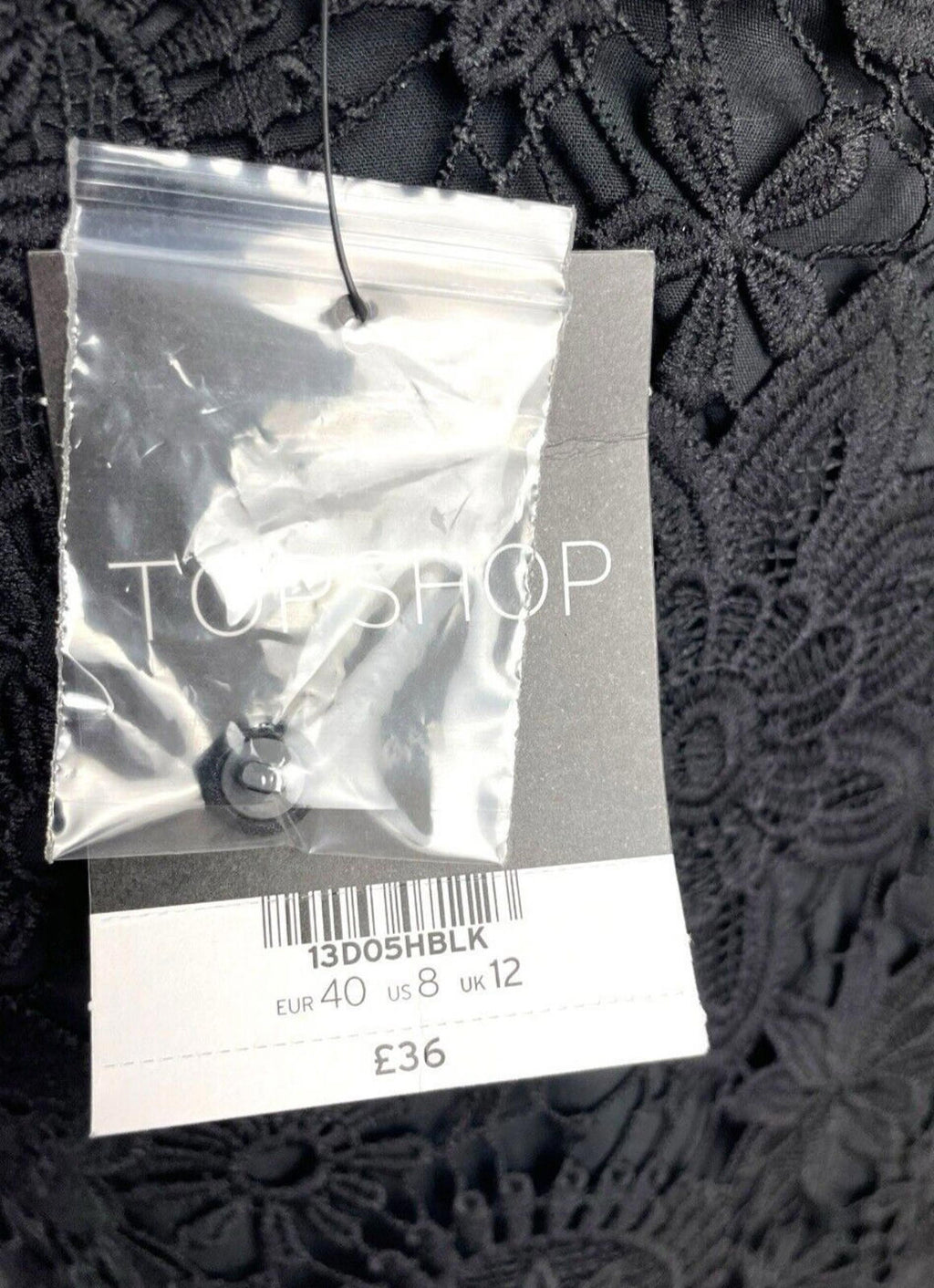 Topshop Black Co-Ord Set Women's UK Size 12 Top & Mini Skirt Layered