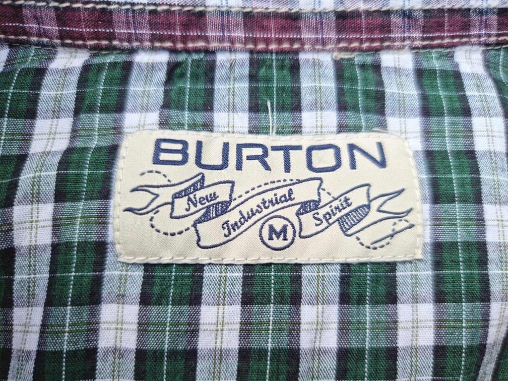 Burton Shirt Green Check Long Sleeve 100% Cotton Men's UK Size M Medium