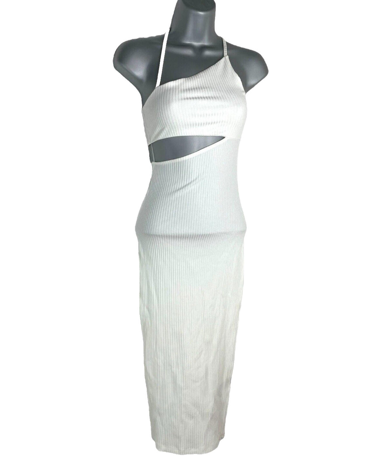 Divided Maxi Dress Ivory Ribbed Cut Out Design Women’s UK Size XS