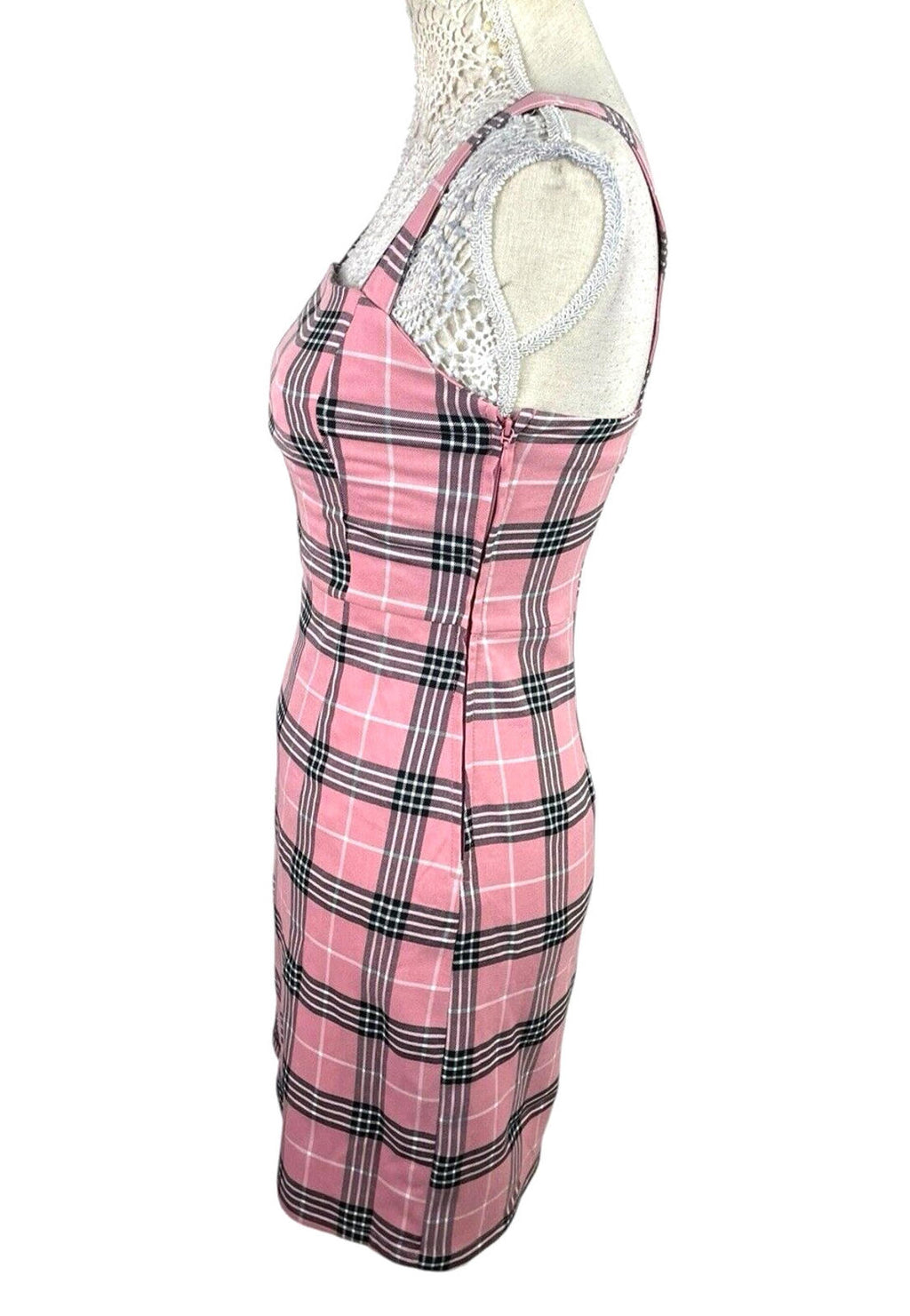 Divided Pink Check Pinafore Mini Dress Women's UK Size 8