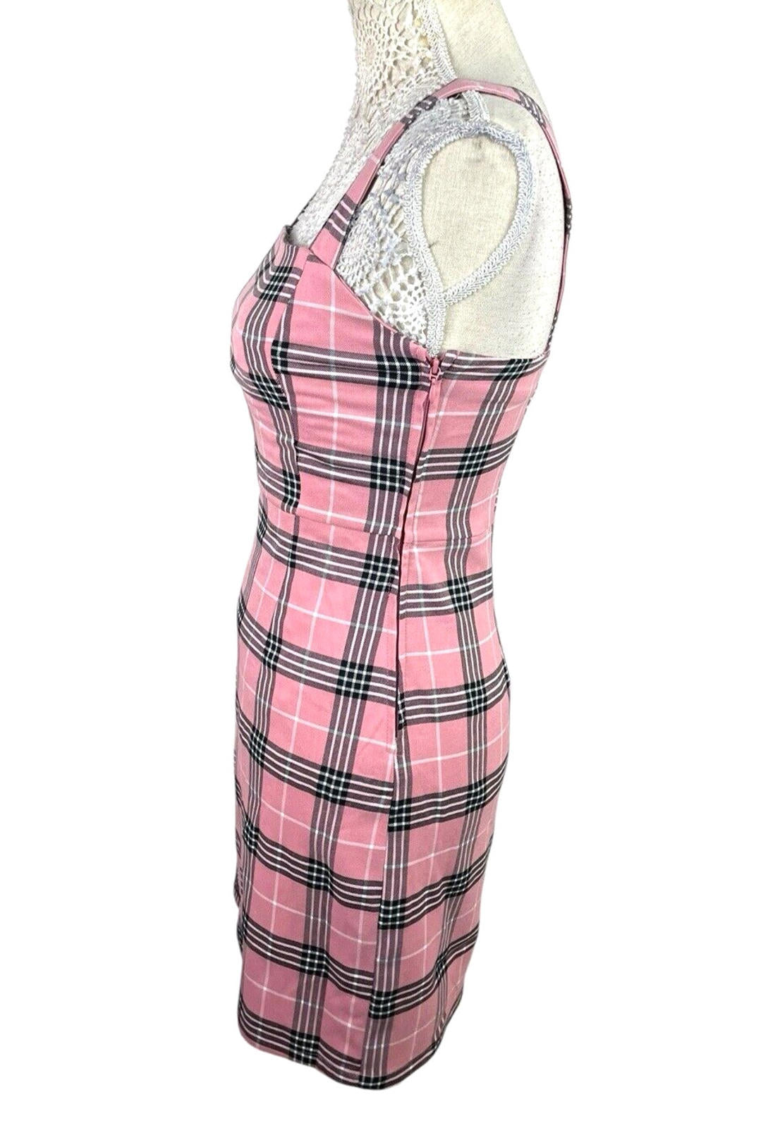Divided Pink Check Pinafore Mini Dress Women's UK Size 8