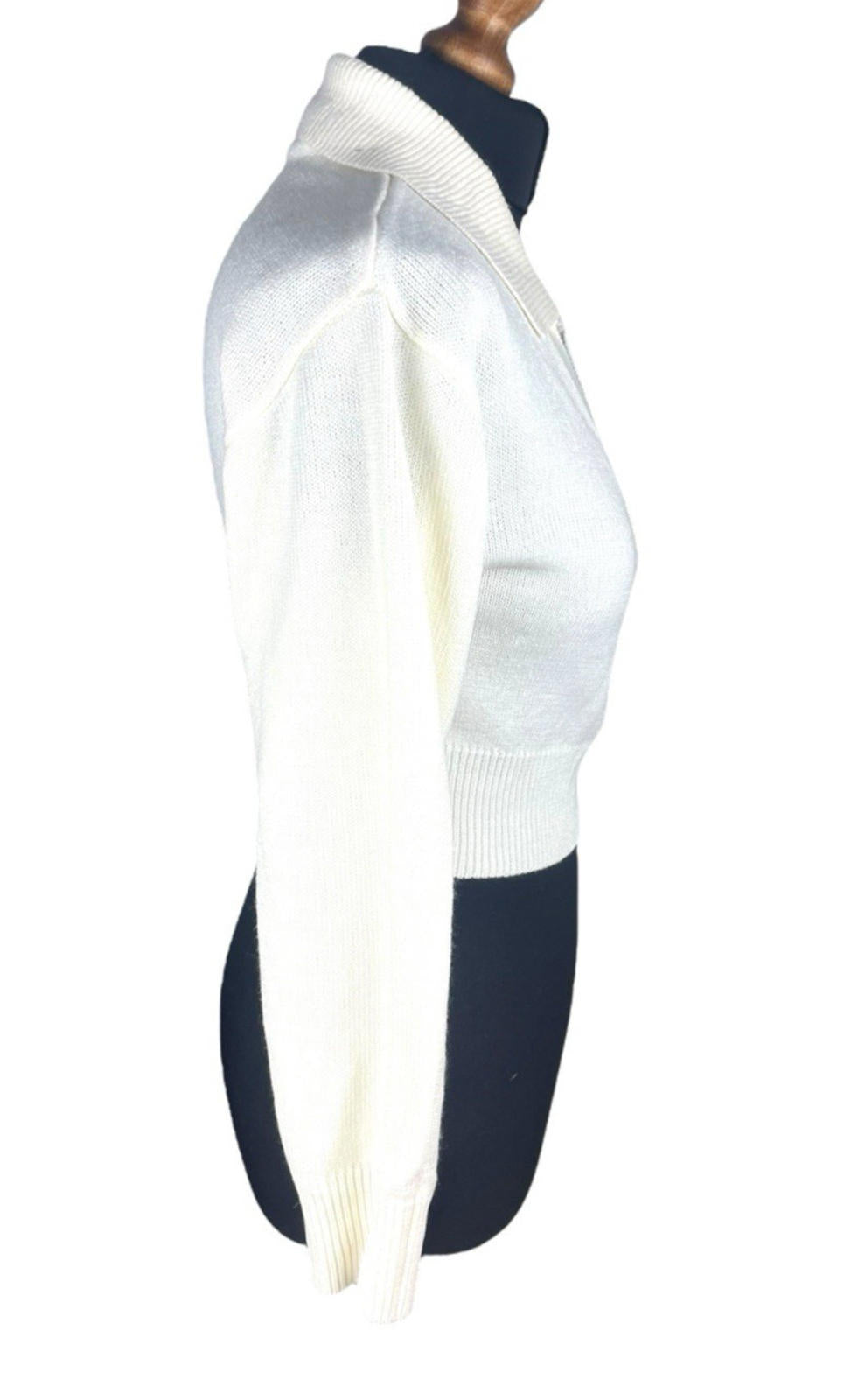 Divided Ivory Collared Jumper Cropped Long Sleeve Women's UK Size XS