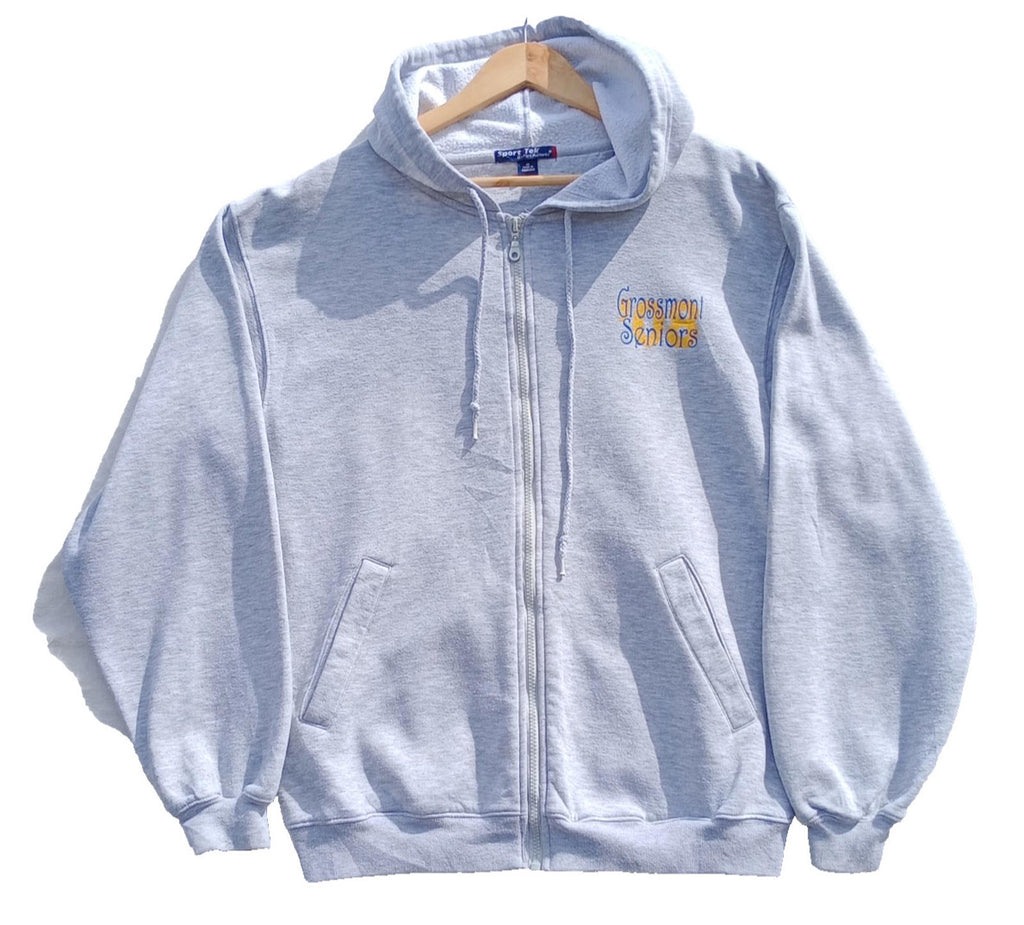 Sport TeK Gray USA High School Seniors Hoodie Men's UK Size M Grey Hooded Pockets Zip Front