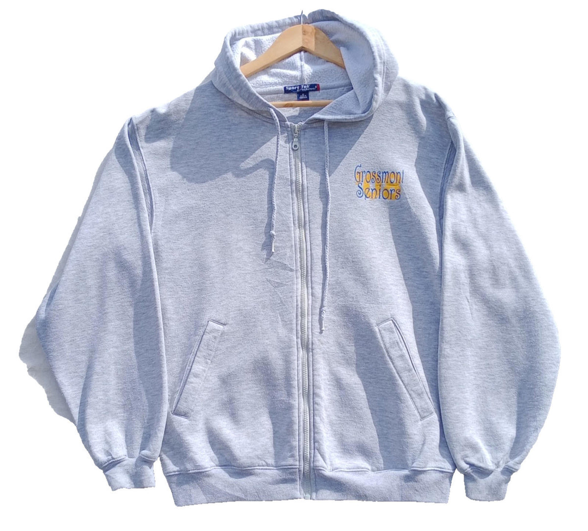 Sport TeK Gray USA High School Seniors Hoodie Men's UK Size M Grey Hooded Pockets Zip Front