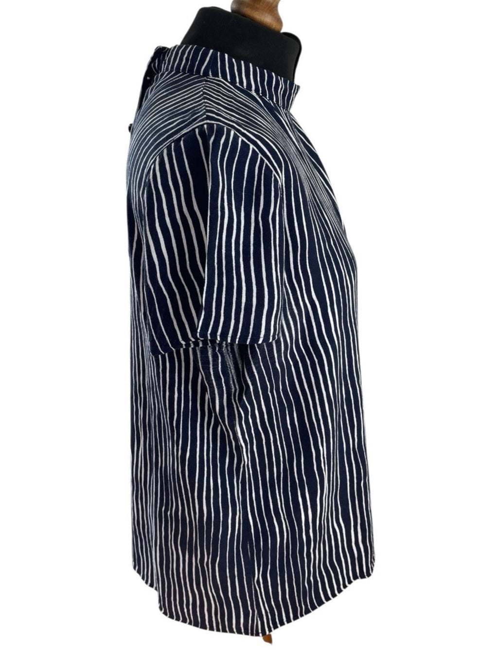 Next Navy Blouse High Neck Striped Lightweight Women's UK Size 12