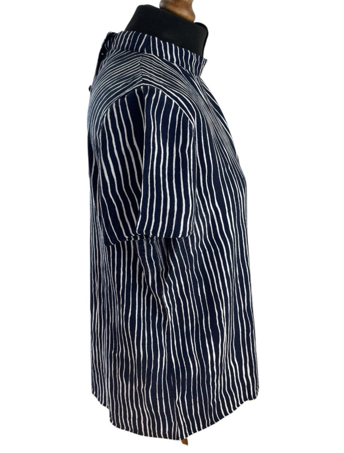 Next Navy Blouse High Neck Striped Lightweight Women's UK Size 12