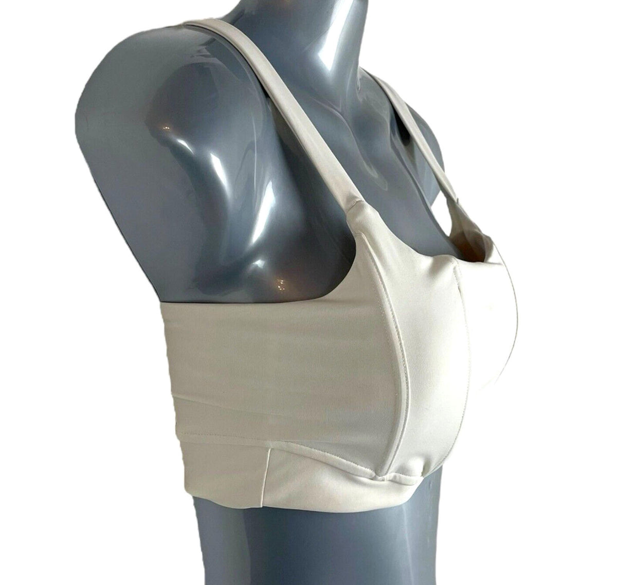 Stradivarius Ivory Lycra Active Wear Crop Top Padded Women's UK Size S