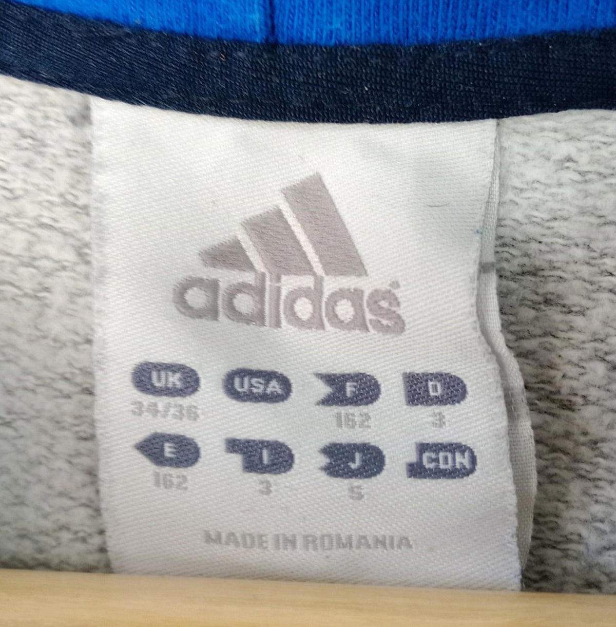 Adidas Track Suit Top Boy's UK Size L Blue Grey Long Sleeve Full Zip Pockets