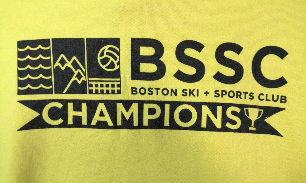 JERZEES Yellow Boston BSSC Champions Hoodie Men's Size M Yellow Jersey Hooded Pockets Sports