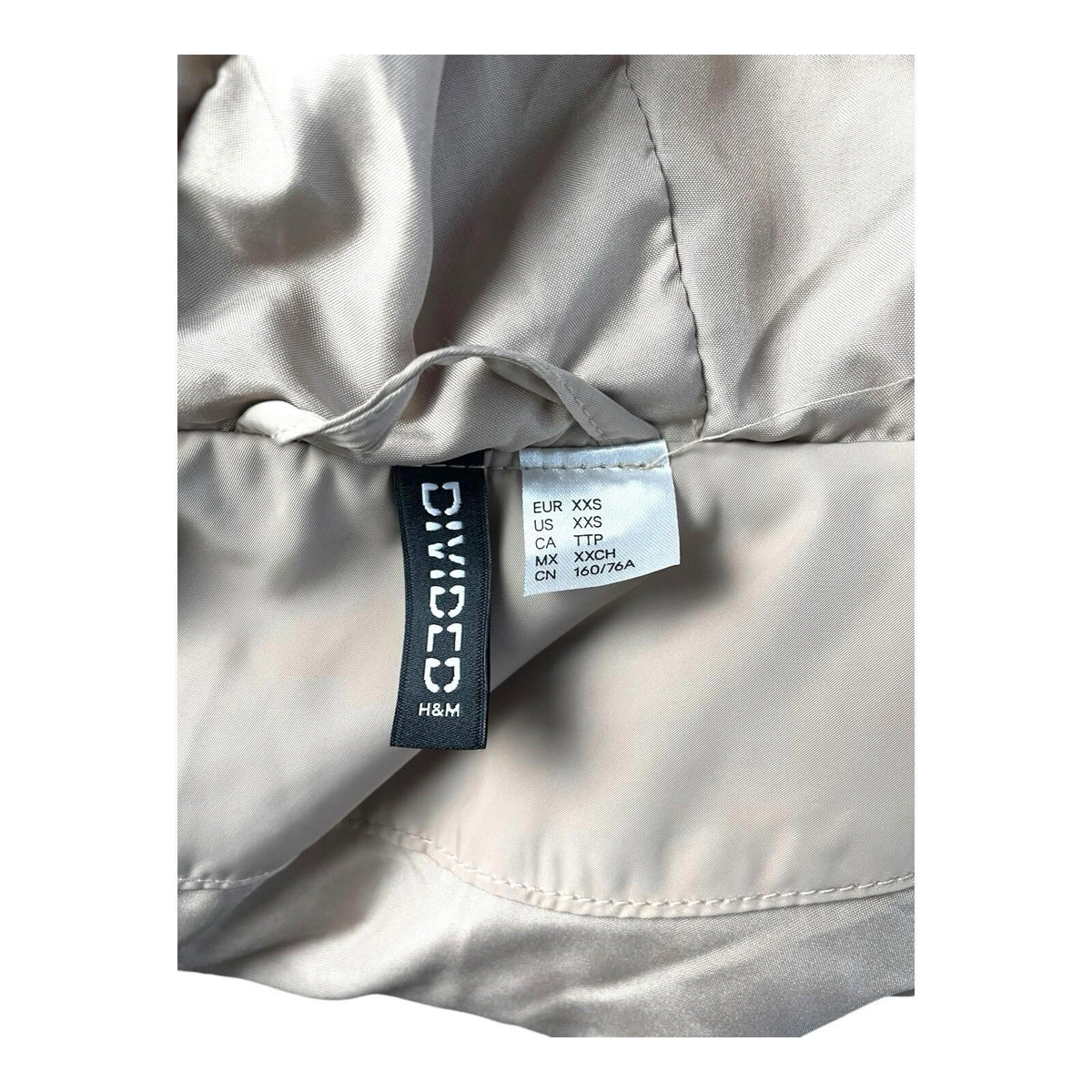 Divided Griege Puffer Jacket Mid Length Hooded Women's UK Size XXS