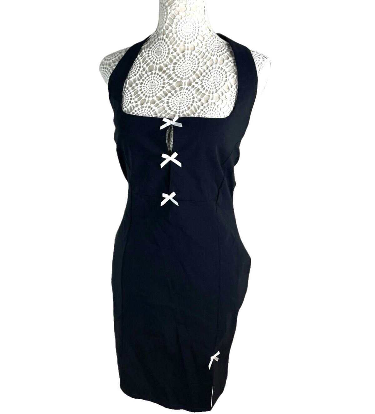 Black Halterneck Mini Dress Women's UK Size 12