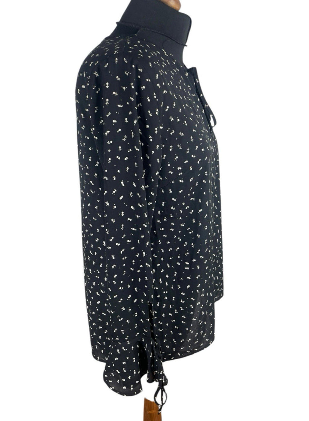 Lumiere Black Floral Blouse Long Sleeve Women's UK Size S