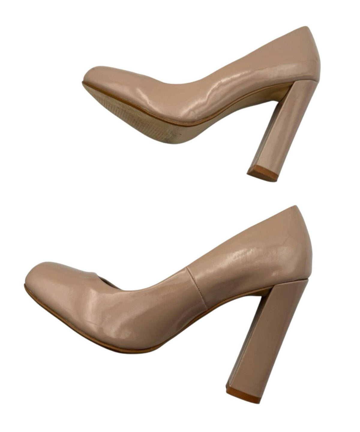 Next Get The Look Block Heel Shoes Women's UK Size 6 Beige Patent Leather Nude