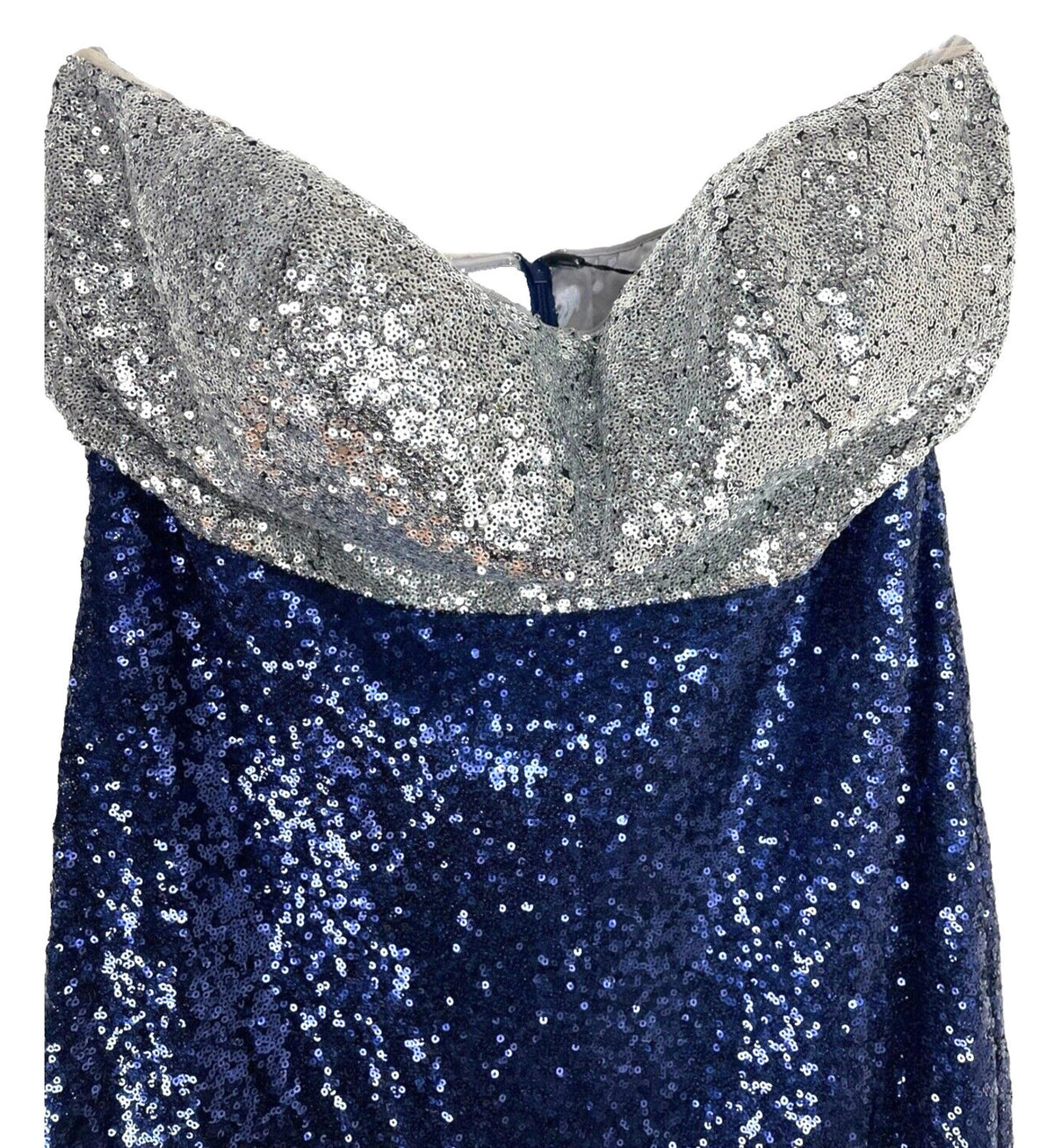 Ever-Pretty Navy Dress Women's UK Size 18 Blue Sequin Strapless Occasion Sparkle