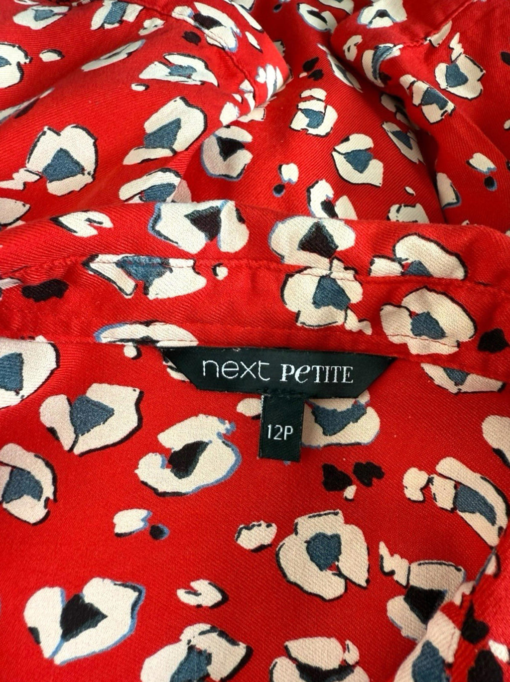 Next Red Next Petite Red Shirt Blouse Animal Print Women's UK Size 12 PETITE