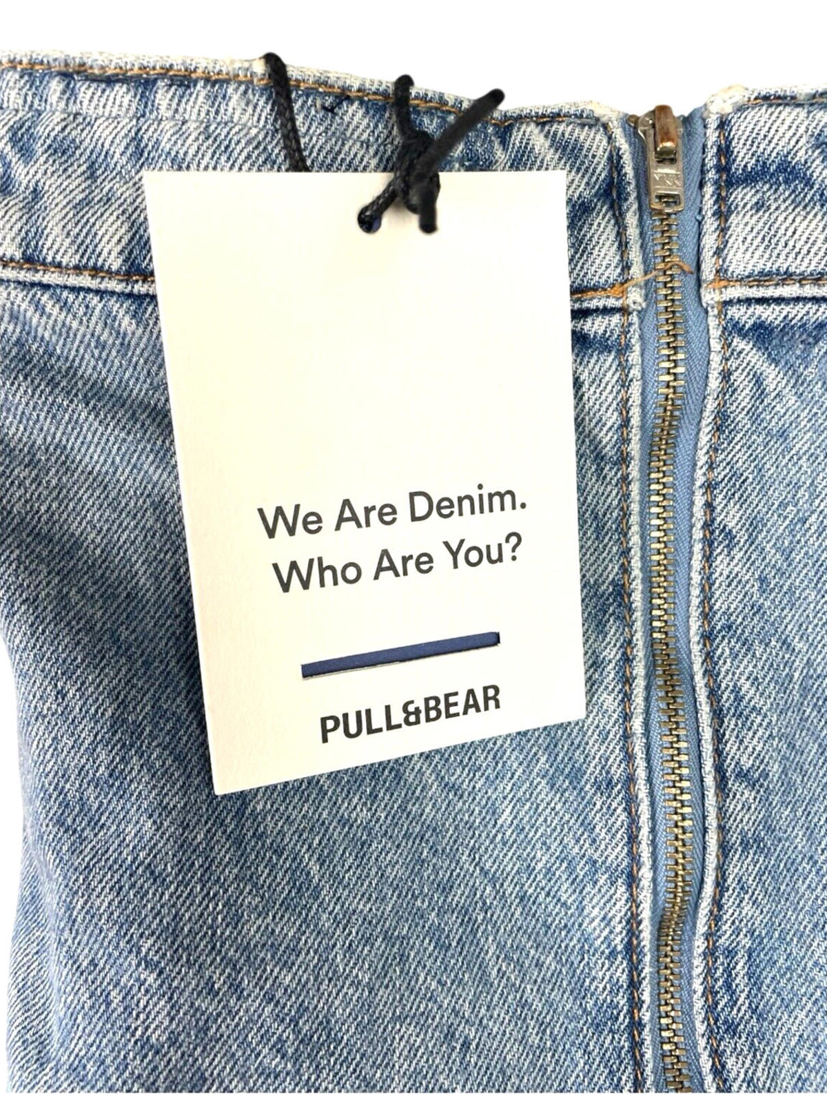 Pull&Bear Light Denim Cross Over Corset Top Strapless Women's UK Size 8