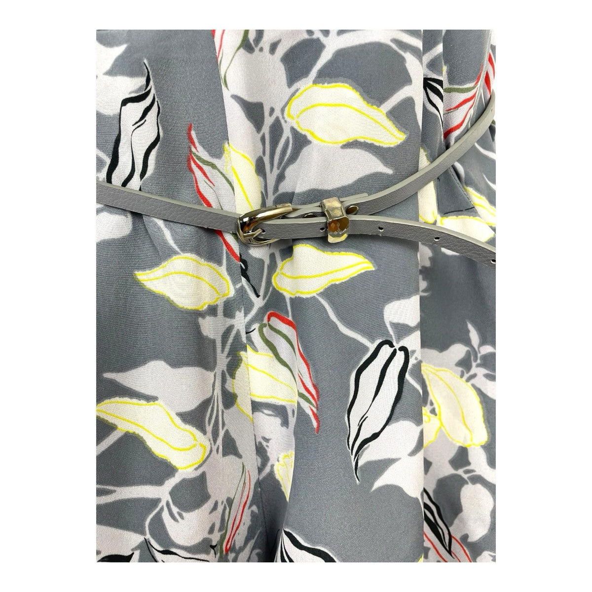 Oasis Grey Floral Playsuit Belted Pockets Women's UK Size 12